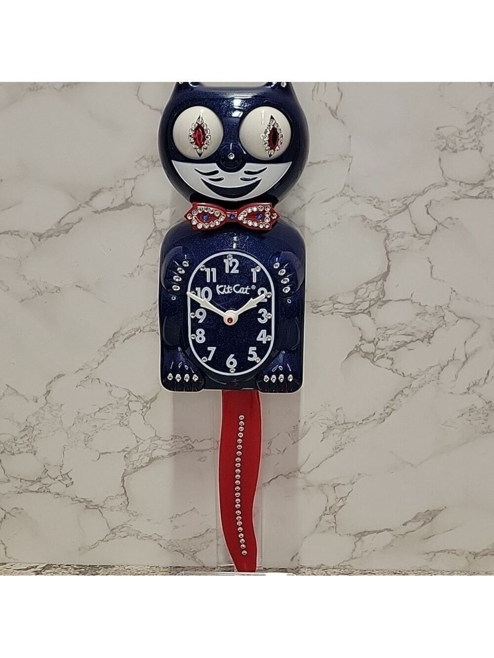 Rare Jeweled Red, White & Galaxy Blue Kit-Cat Klock LIMITED EDITION - Picture 3 of 16
